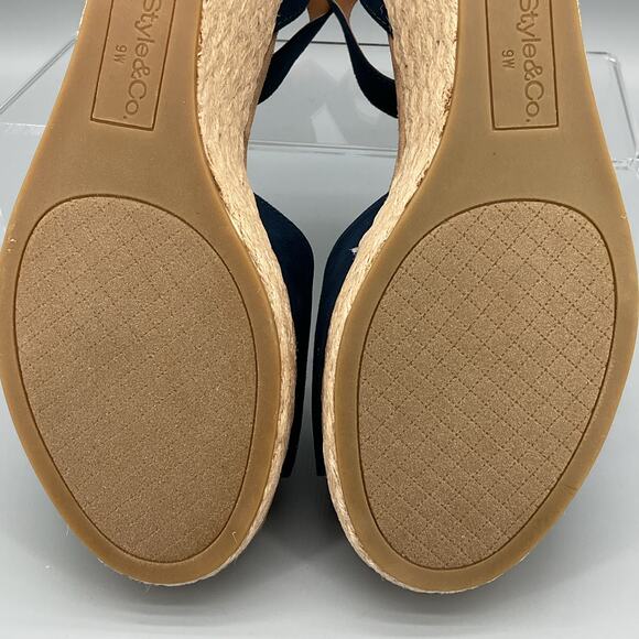NEW Style & Co Women’s Seleeney Espadrille Wedge Sandals Navy Size 9W - Picture 11 of 11